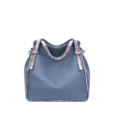 GEANTA PIELE KARA Bleumarin Bizonat