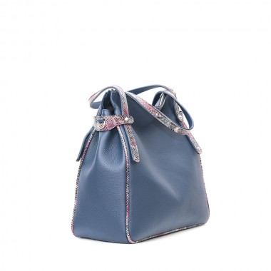 GEANTA PIELE KARA Bleumarin Bizonat