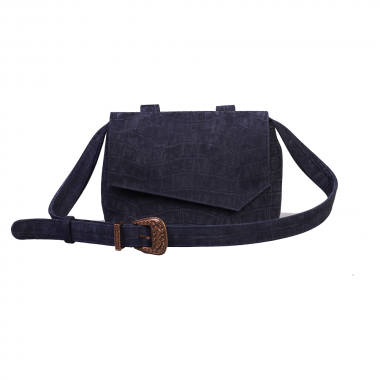 GEANTA DAMA WAISTBAG Croco piele intoarsa bleumarin