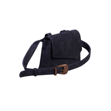 GEANTA DAMA WAISTBAG Croco piele intoarsa bleumarin