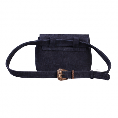GEANTA DAMA WAISTBAG Croco piele intoarsa bleumarin