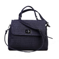 GEANTA PIELE CORA Croco piele intoarsa bleumarin