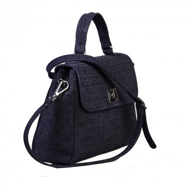 GEANTA PIELE CORA Croco piele intoarsa bleumarin