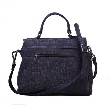 GEANTA PIELE CORA Croco piele intoarsa bleumarin