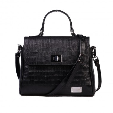 GEANTA PIELE CORA Croco piele intoarsa bleumarin 2