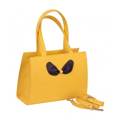 GEANTA PIELE MINNIE Lac sifonat galben