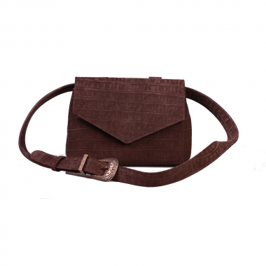 GEANTA DAMA WAISTBAG Croco piele intoarsa maro