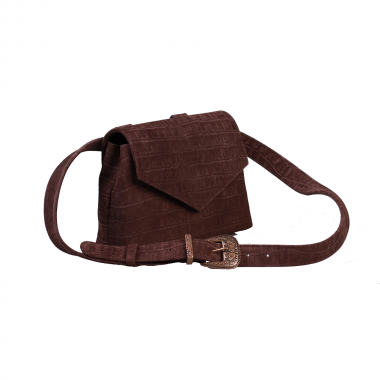 GEANTA DAMA WAISTBAG Croco piele intoarsa maro