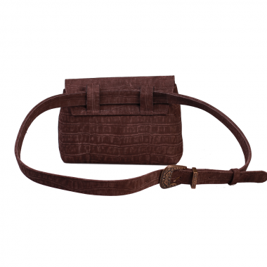 GEANTA DAMA WAISTBAG Croco piele intoarsa maro