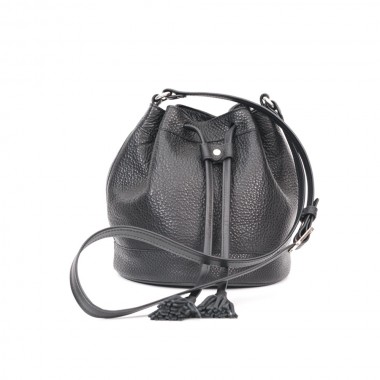 GEANTA PIELE MINIBUCKET Negru Bizonat