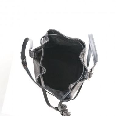 GEANTA PIELE MINIBUCKET Negru Bizonat