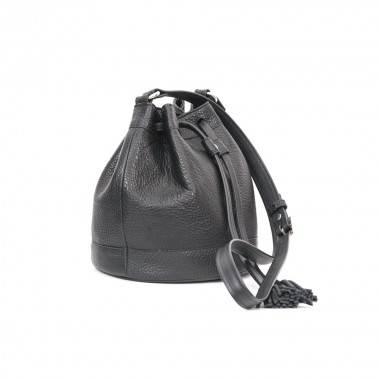 GEANTA PIELE MINIBUCKET Negru Bizonat